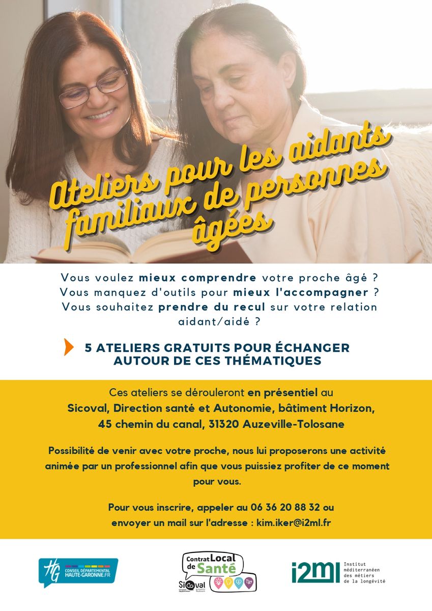 Affiche des ateliers pour les aidants familiaux de personnes agées